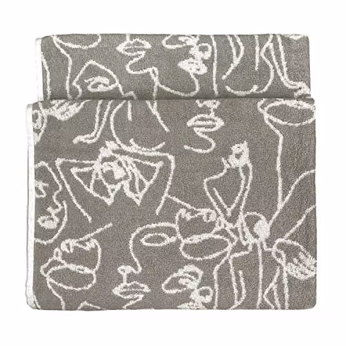 Riva Home Grey Cotton Terry Bath Towel with Border
