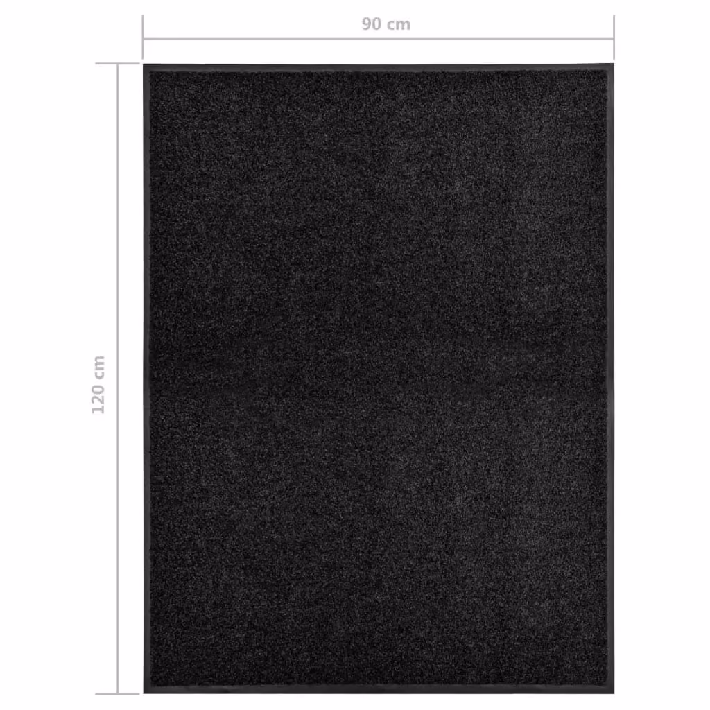 Berkfield Home Washable Non-Slip Black Doormat W/D: 90 x 120 cm – 3