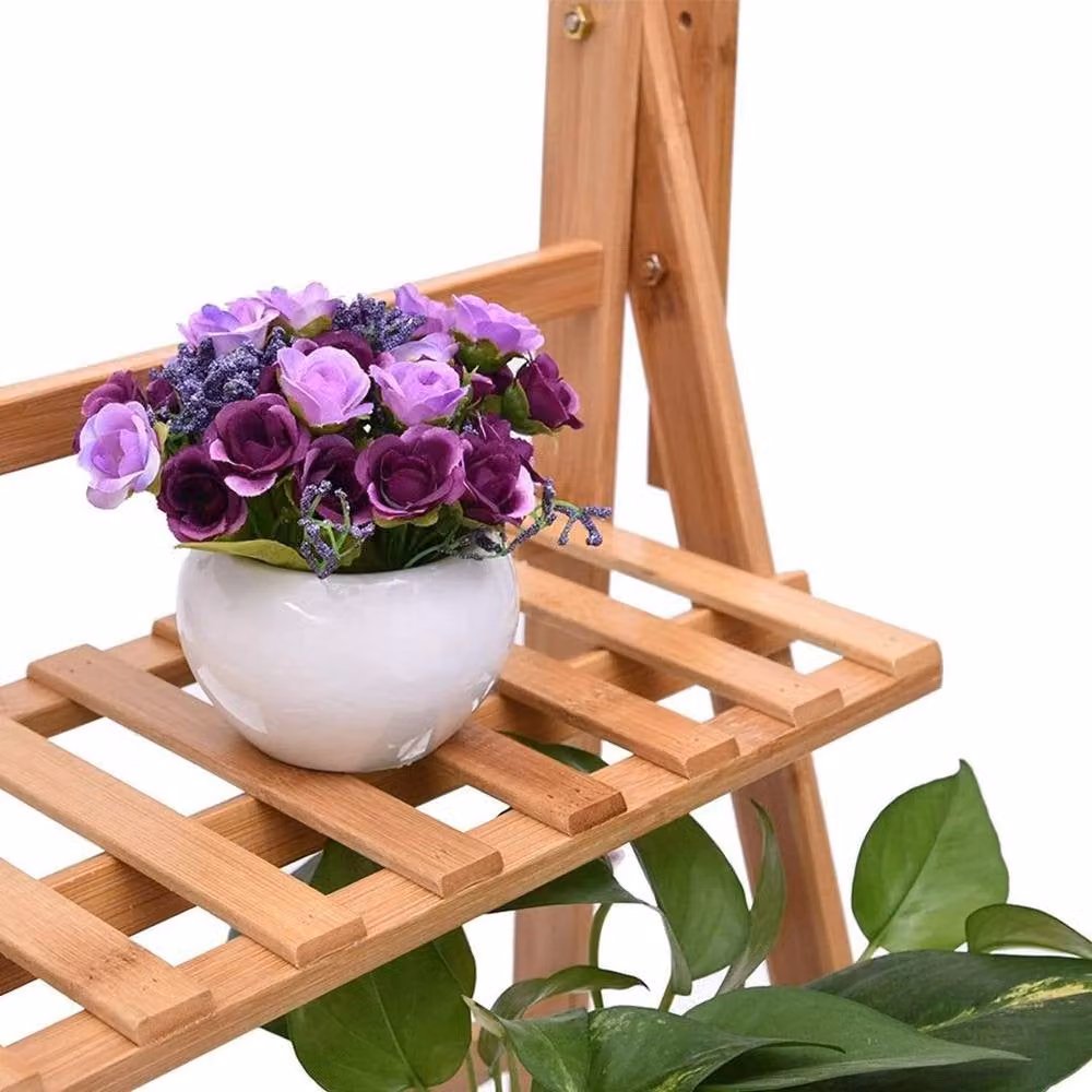 Kelvenix 3-Tier Bamboo Hanging Plant Stand in Natural Brown – 2