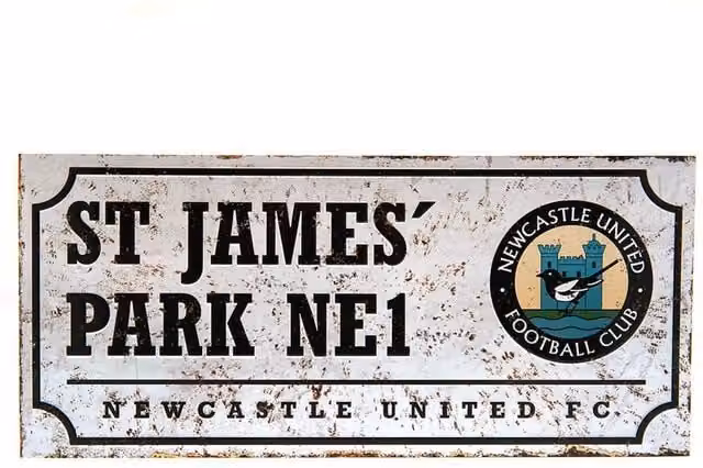 Newcastle United FC Retro Metal Hanging Street Sign in Black – 1