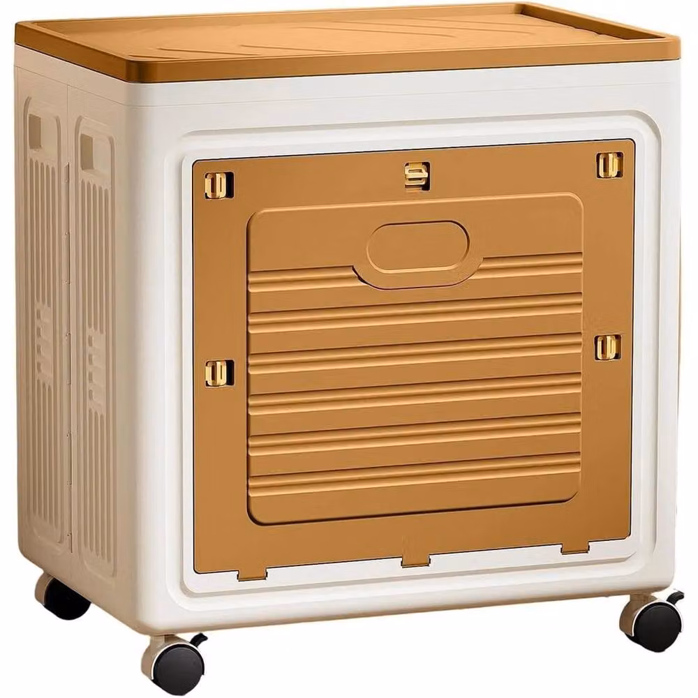 VOGREX Large Multicolour Folding Storage Box with Wheels, Stackable Plastic Cabinet – 2