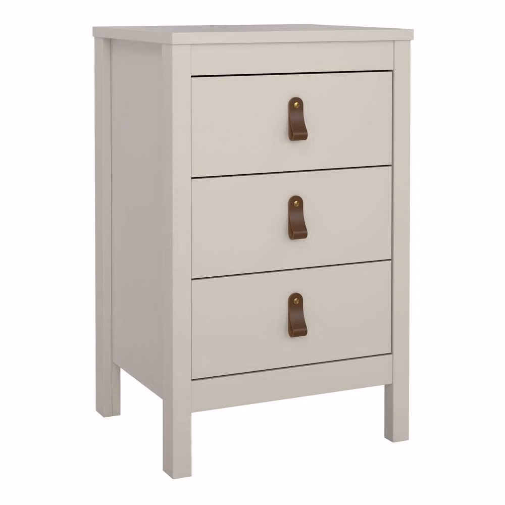 Wyld Haus Cashmere 3 Drawer Bedside Table with Raised Legs and Switchable Handles in Beige – 2