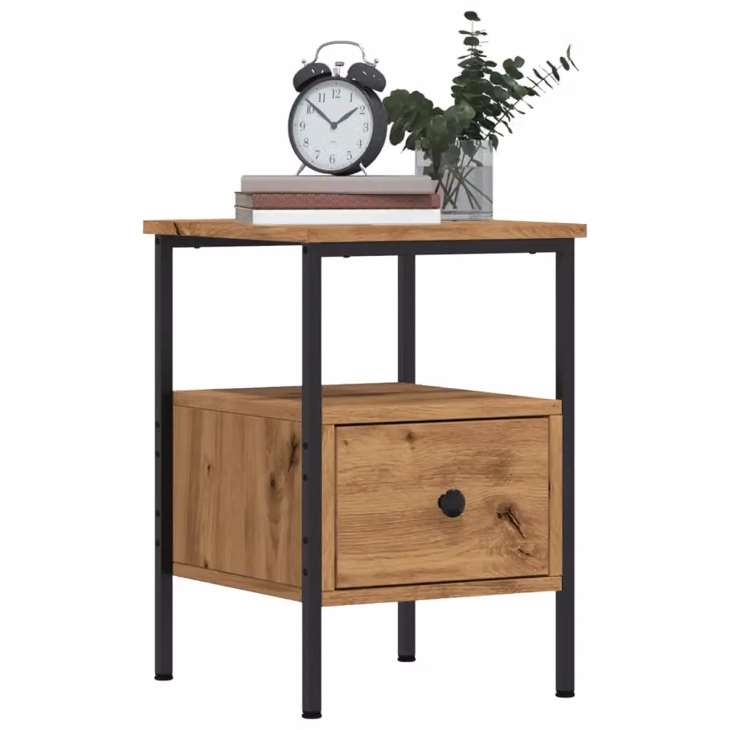 Berkfield Home Artisan Oak Bedside Cabinet in Brown, W/D/H: 34 x 36 x 50 cm – 3