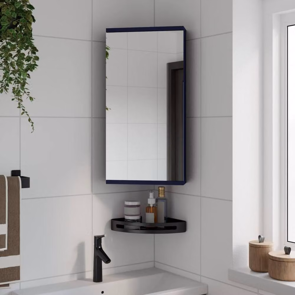 Berkfield Home Corner Bathroom Mirror Cabinet in Grey, W/D/H: 30 x 24 x 60 cm – 2