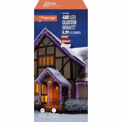Raraion 480 LED Multicolour Christmas Cluster Lights with Timer – 1