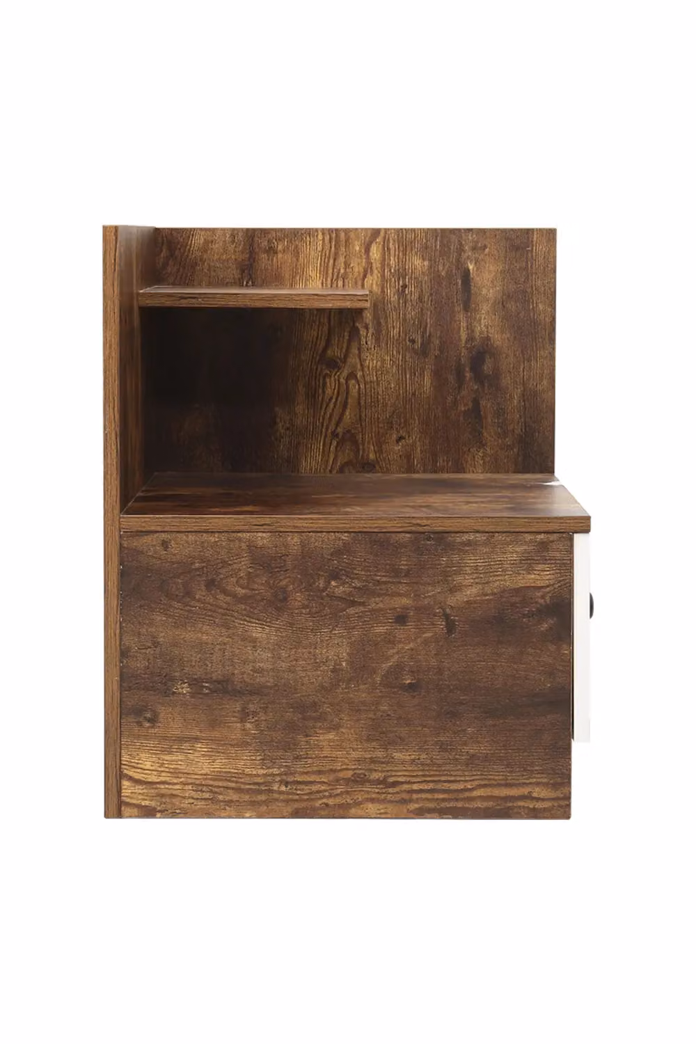 Living and Home Modern Wooden Bedside Table with Drawer and Open Shelf in Brown – 4