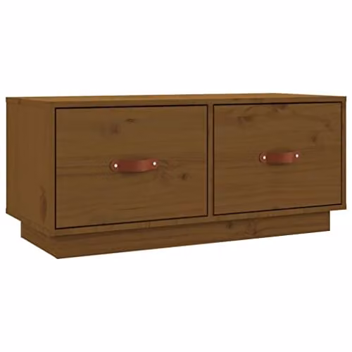 vidaXL TV Cabinet in Honey Brown Solid Pine Wood, W/D/H: 80 x 34 x 35 cm