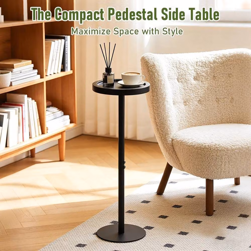 FORGEVIO Simcat Small Round Side Table in Black, W/D/H: 20 x 20 x 60 cm – 5