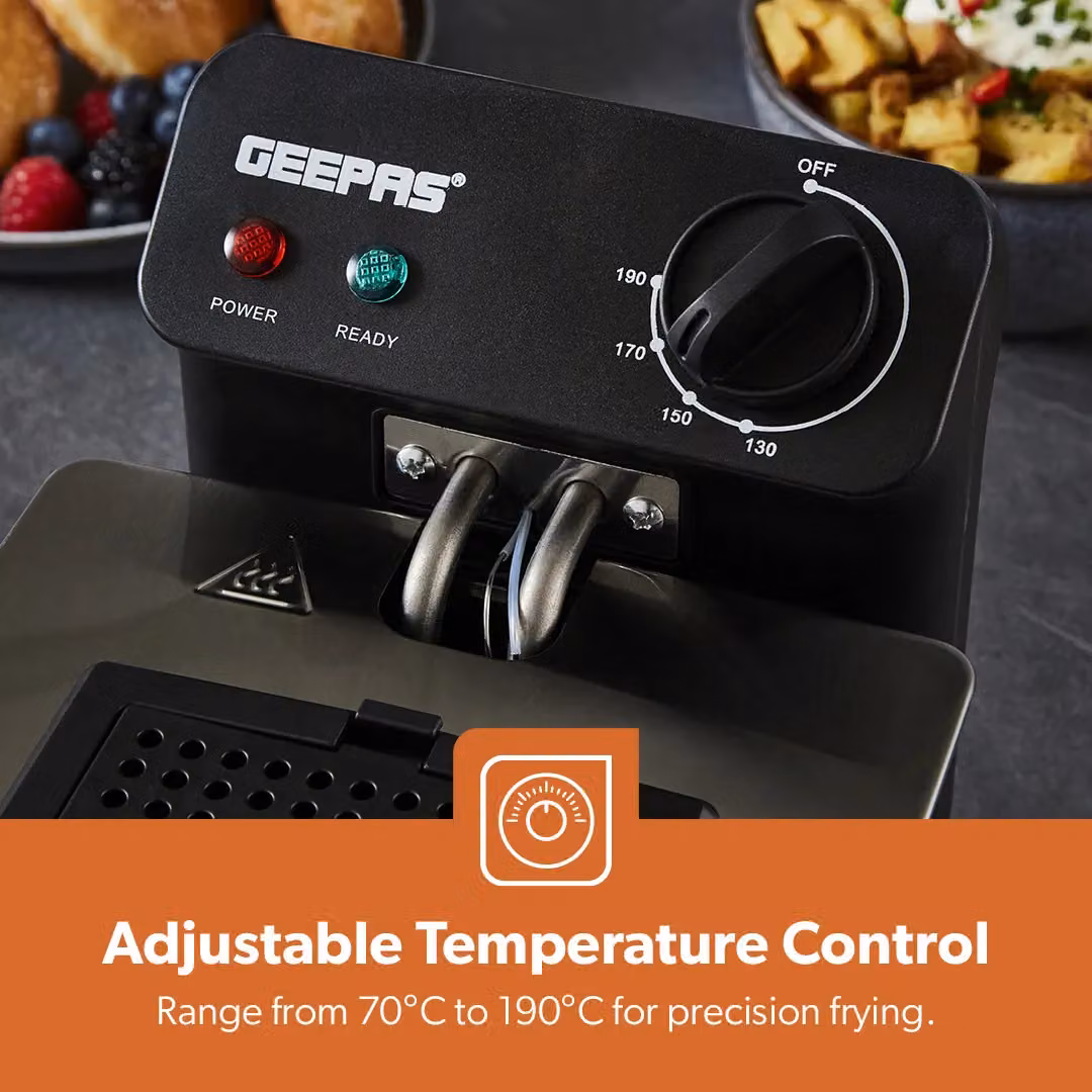 Geepas Deep Fat Fryer with 3L Basket and Timer in Metallic Silver – 4