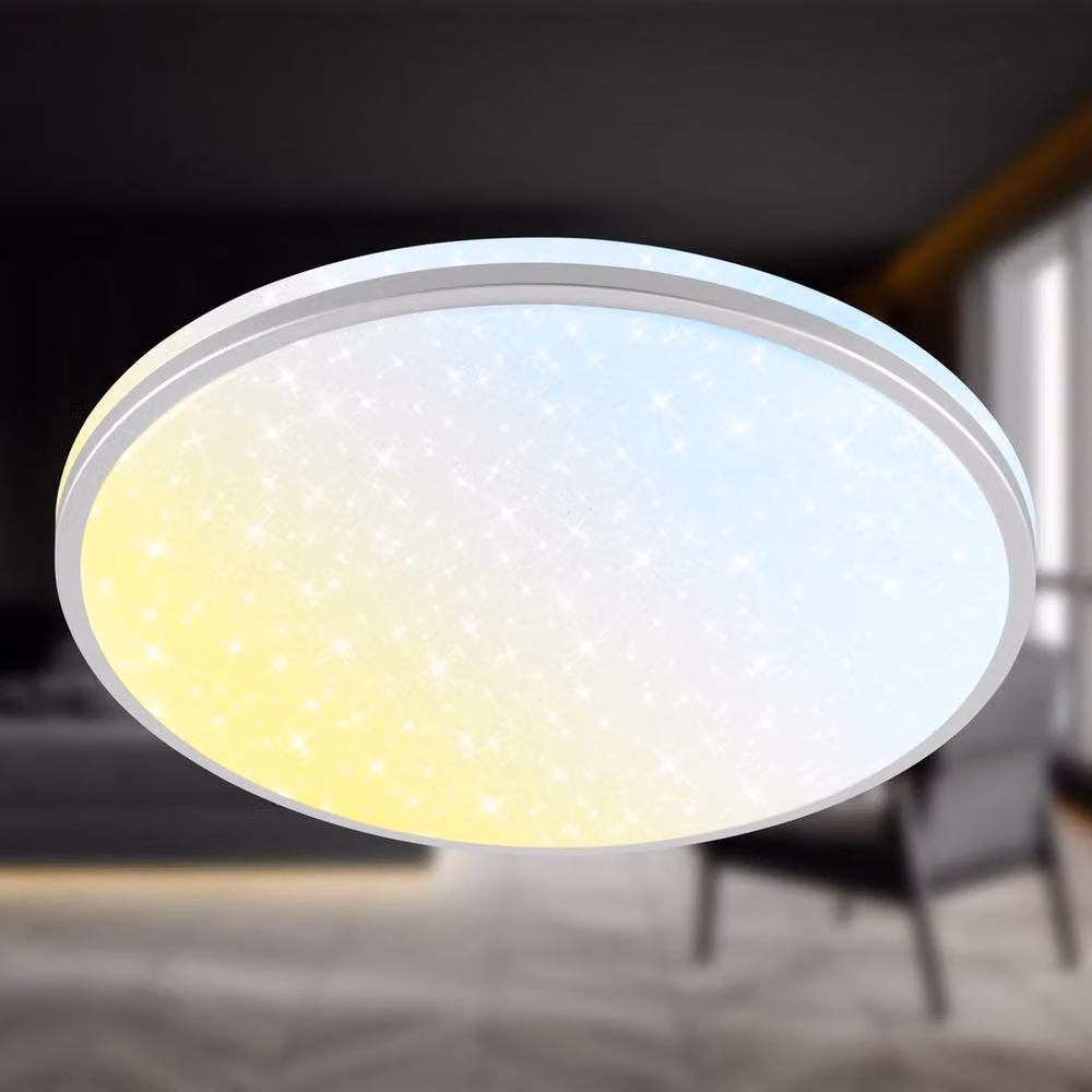 Briloner LED Ceiling Light, Dimmable Round Bathroom Lamp with Remote Control and CCT, Silver, Diameter: 33 cm, 22W – 7