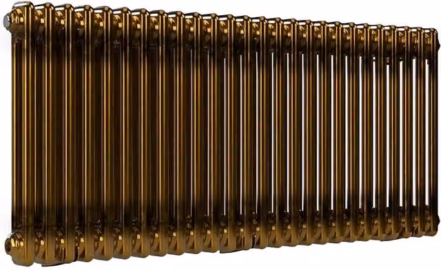 Lux Heat Horizontal 2 Column Wall Mounted Radiator in Brass Lacquer, W: 119 cm, H: 50 cm
