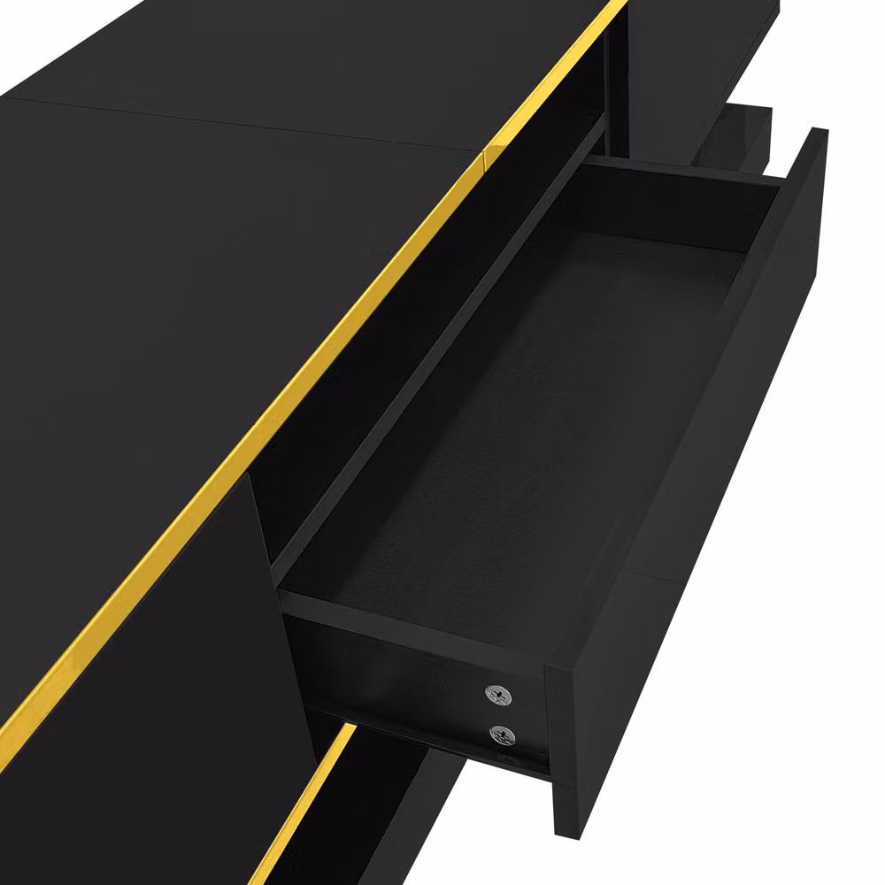 STILVORA Modern Glossy Black and Gold Wood TV Cabinet with Integrated Lighting, W: 180.0 cm, D: 38.0 cm, H: 45.0 cm – 7
