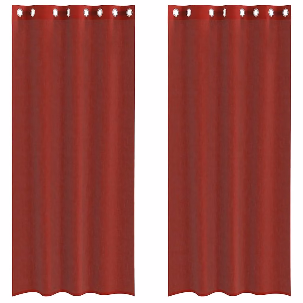 Berkfield Home Red Plain Voile Fabric Curtains with Eyelets, 2 Pack – 2