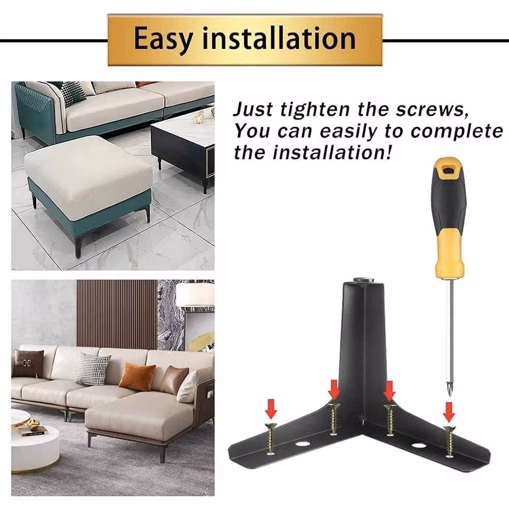 FLAVORA 8 Piece Heavy Duty Modern Black Iron Sofa Leg Stands, Height: 10 cm – 3