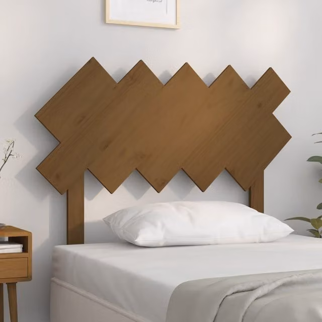 Berkfield Home Rustic Solid Wood Pine Bed Headboard in Honey Brown, W: 104 cm, D: 3 cm, H: 80.5 cm