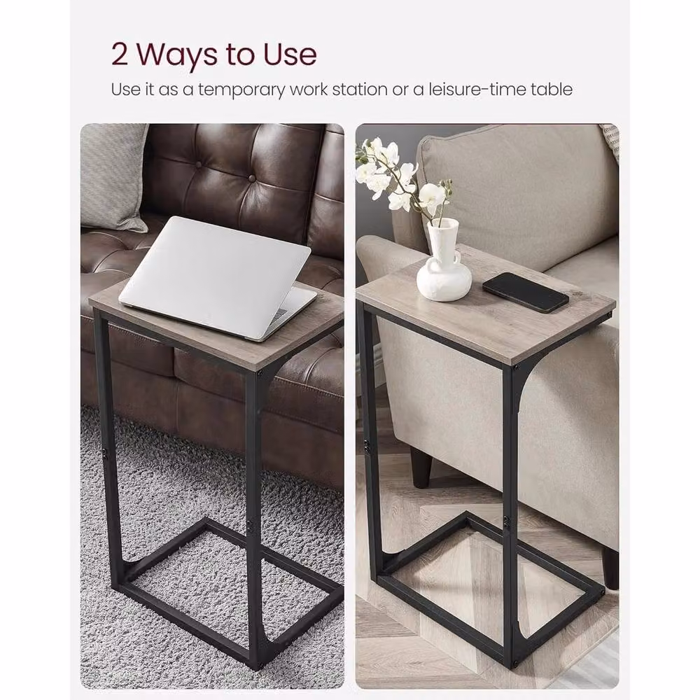 FORGEVIO C-Shaped Metal Side Table in Brown – 3