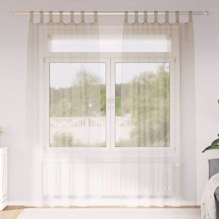 Berkfield Home Set of 2 Polyester Fabric Panel Curtains in Sand/Beige, W: 140 cm, H: 260 cm