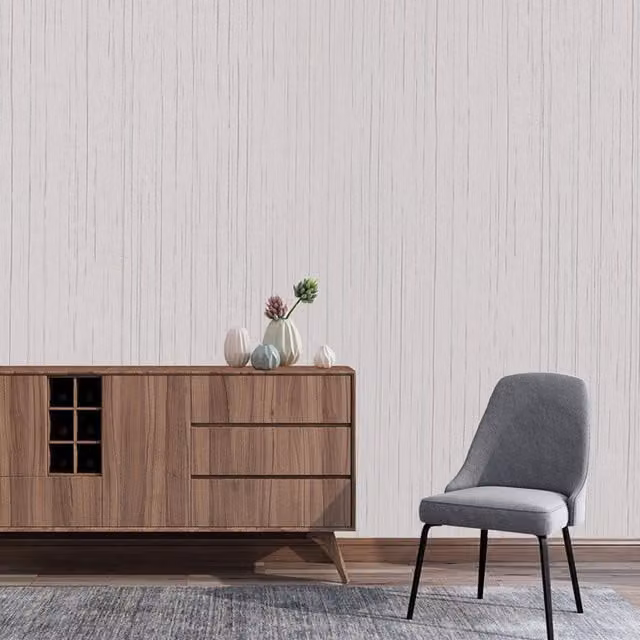 Livingandhome Self-Adhesive PVC Moisture-Resistant Striped Wallpaper in Beige and Grey