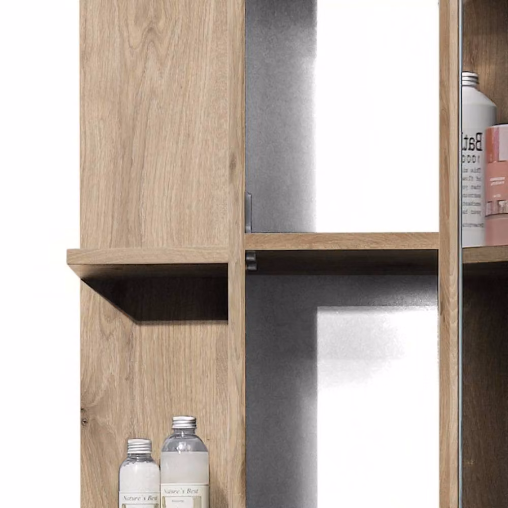 Cheshire Premium Summit Straight Wall Mounted Bathroom Mirror Cabinet with Glass Doors and Internal Shelves in Clear – 4