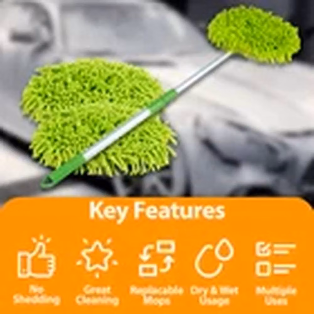 EONLION Green Telescopic Car Cleaning Brush and Microfibre Mop Wash Kit – 4