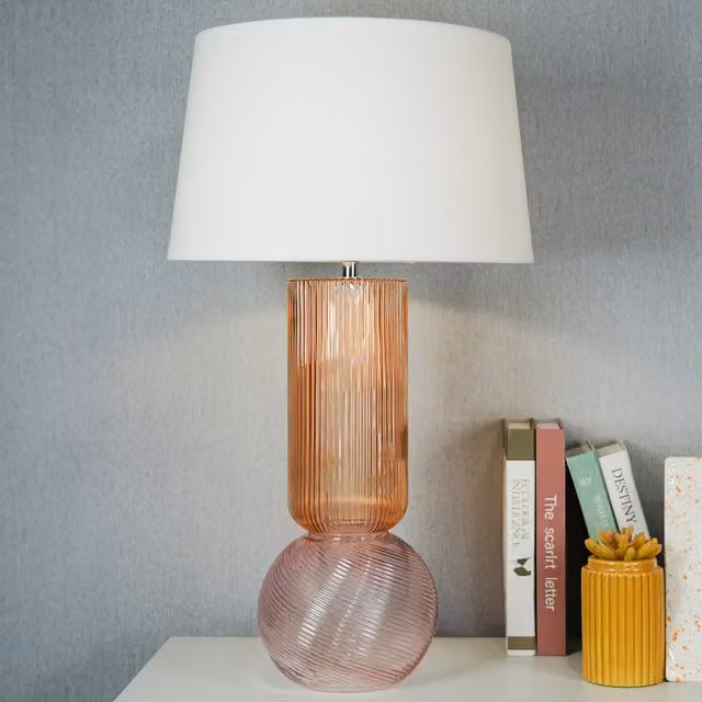 Maylee Modern Glass Table Lamp in Pink and White