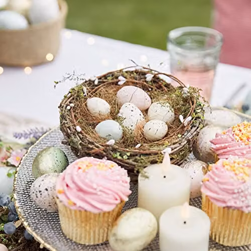 Lights4fun Multicolour Artificial Easter Egg Nest Spring Tabletop Decoration, H 15 cm x W 15 cm x D 15 cm – 3