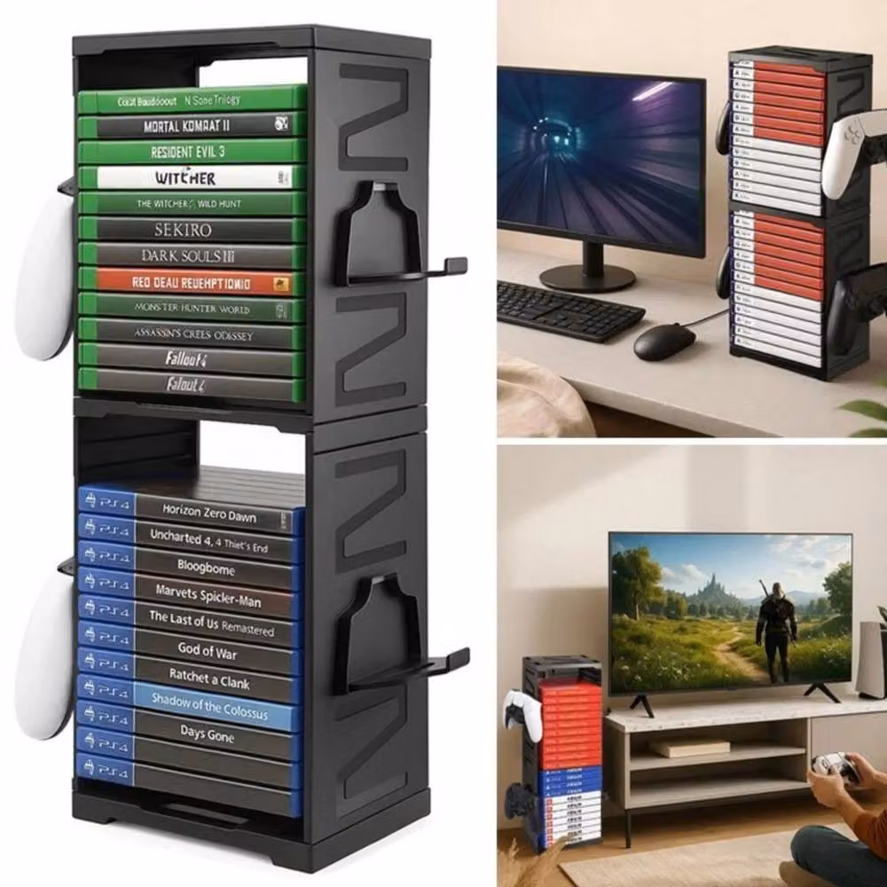 FLAVORA Universal Game Disc Storage Tower Vertical Stand in Black – 3