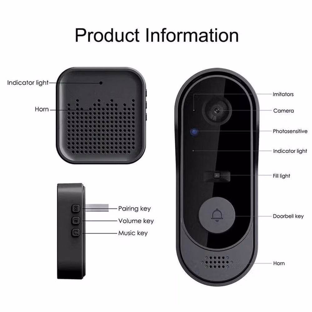 KORVIXA Smart WiFi Wireless Video Doorbell, Black – 4