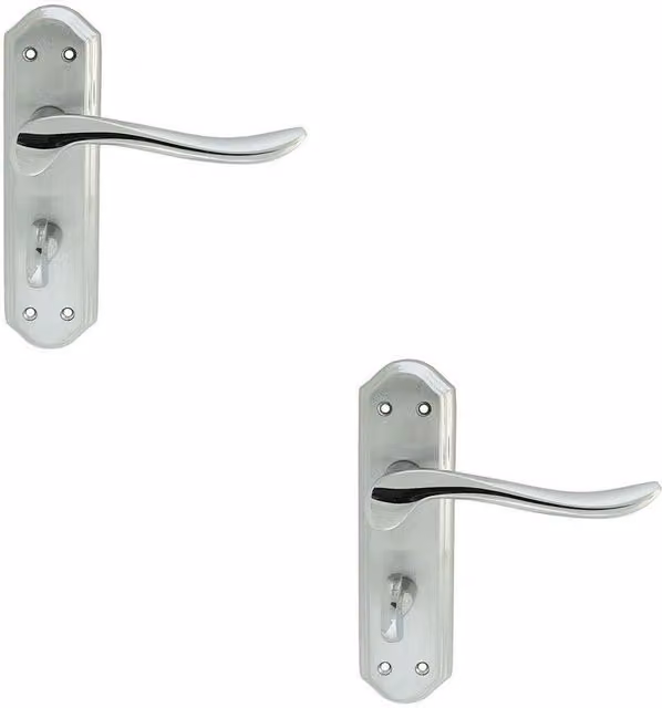 Loops 2x Pair Curved Handle on Sculpted Bathroom Backplate, Chrome, W: 180 mm x H: 48 mm
