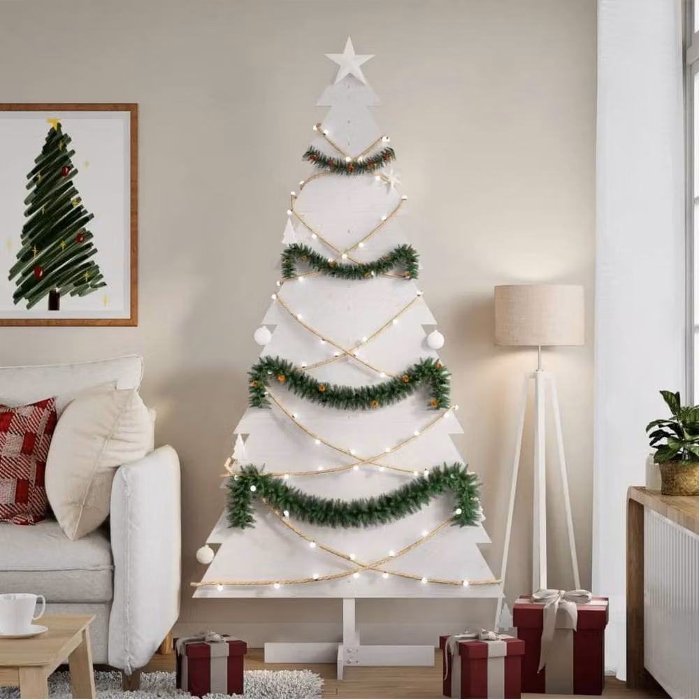 Berkfield Home White Wooden Christmas Tree, Solid Wood, Height: 180 cm – 2