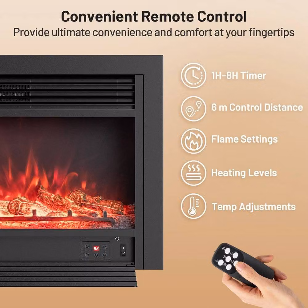 Kelvenix 36-Inch Electric Fireplace with Adjustable Flame Colours in Black – 5