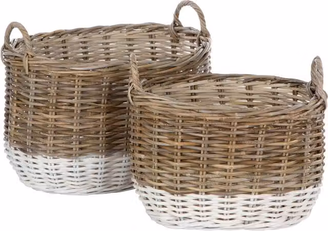 Orsina Set of Two Open Weave Rattan Storage Baskets in Multicolour