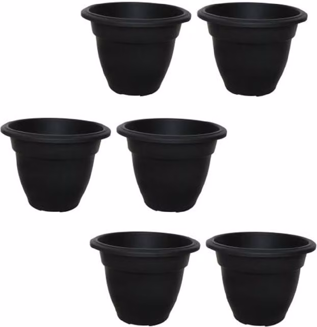 Whitefurze Black Round Bell Plastic Plant Pot and Flower Planter, Diameter: 38 cm