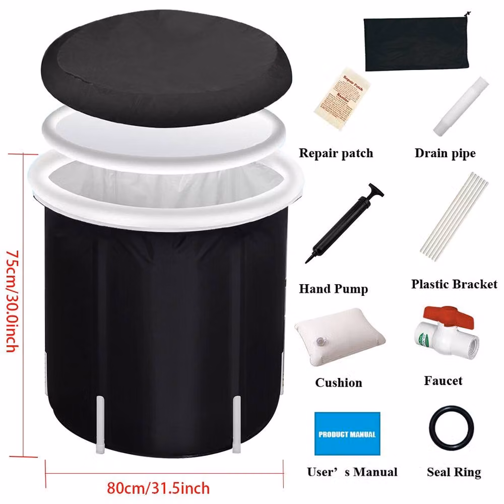 SPETLEK Large Portable Ice Bath Tub for Cold Plunge Therapy and Recovery, W/D/H: 80 x 80 x 75 cm – 2