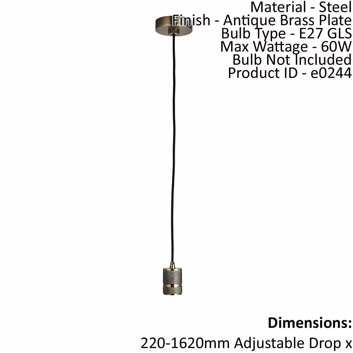 Loops Dimmable Ceiling Pendant Light in Antique Brass with E27 Cable Set – 2