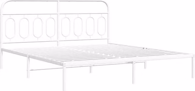 Berkfield Home Metal Bed Frame with Headboard in White – 1