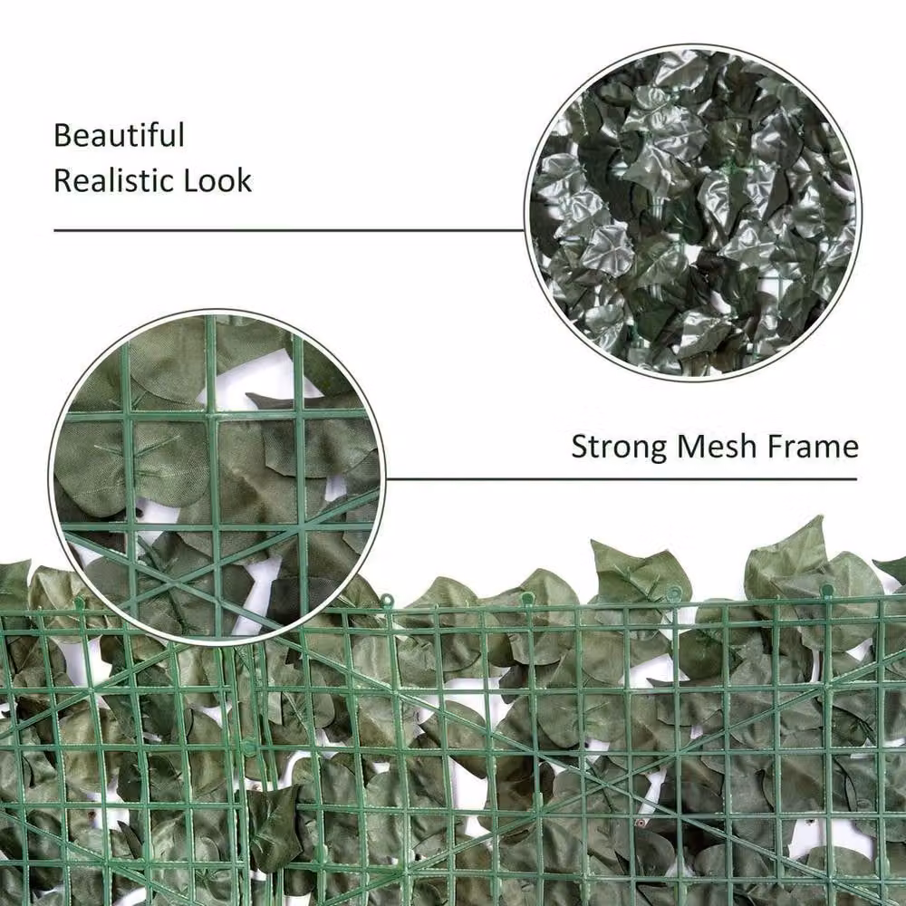 KORVIXA Set of 2 Artificial Leaf Hedge Screen Fence Panels in Green, W/H: 100 x 100 cm – 2