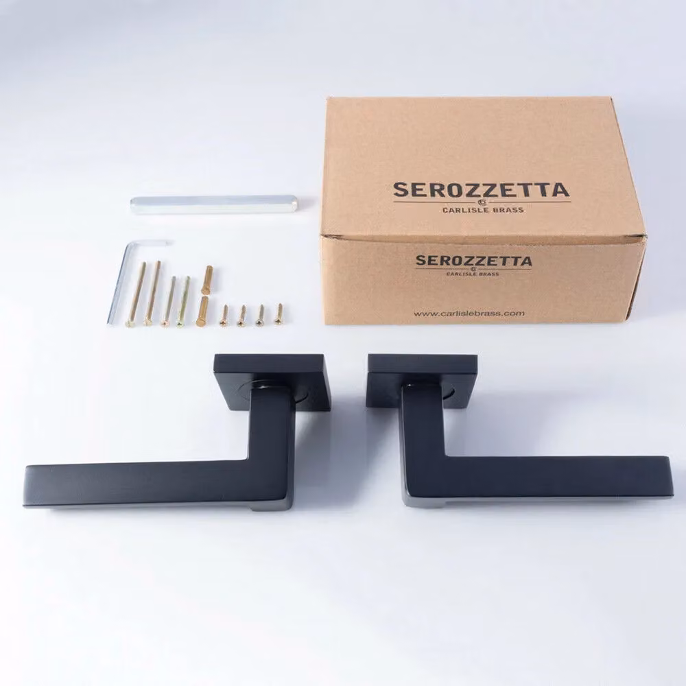 Loops 2x Pair Flat Squared Bar Handles with Square Rose in Matt Black with Concealed Fixings – 3