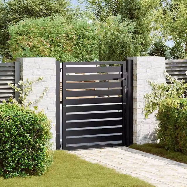 Berkfield Home Lockable Black Aluminium Garden Gate, W/H: 100 x 100 cm