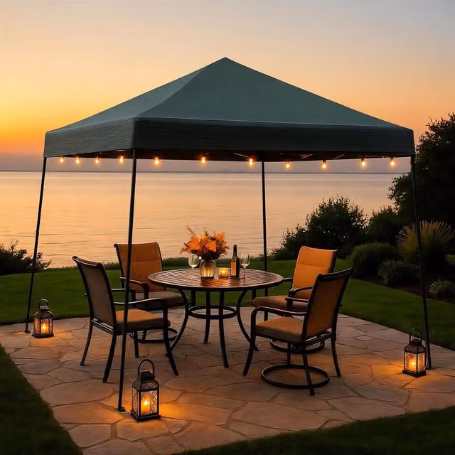 Home Source Easy Up Outdoor Garden Gazebo Marquee Camping Canopy Tent, Green, W: 200 cm, D: 200 cm, H: 200 cm