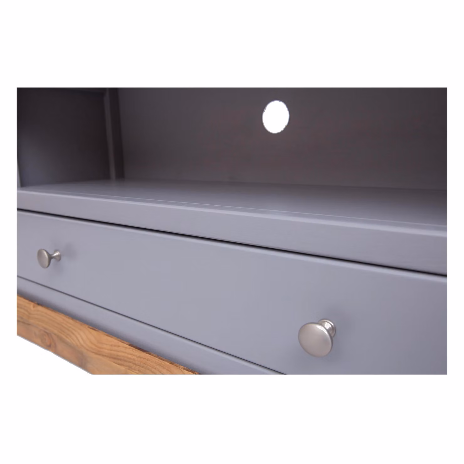 Cabinet Bits Biccari Grey 1 Drawer TV Stand with Chrome Knob – 3