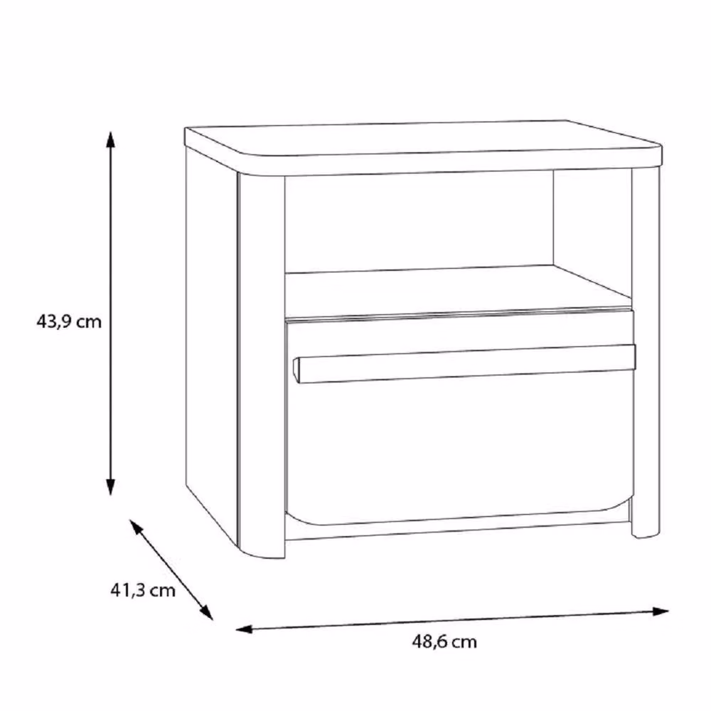 VOGREX Grey 1 Drawer Bedside Cabinet with Shelf – 2