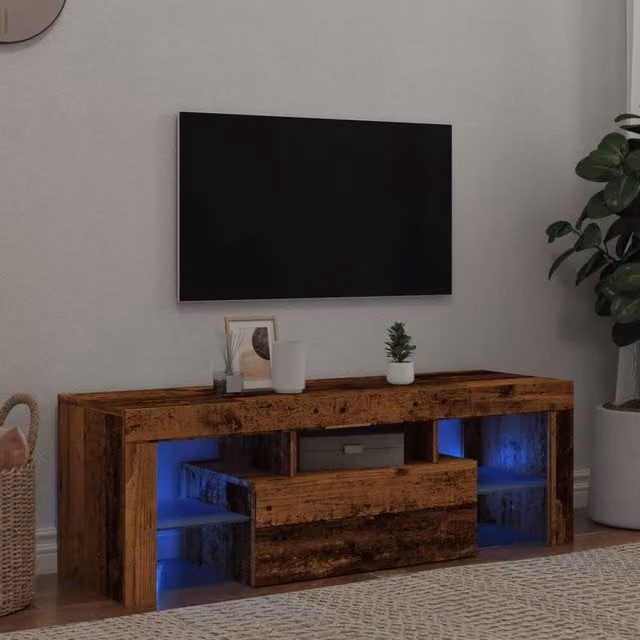 Berkfield Home Modern TV Cabinet with Integrated LED Lights in Brown, W: 120 cm, D: 40 cm, H: 36.5 cm – 1
