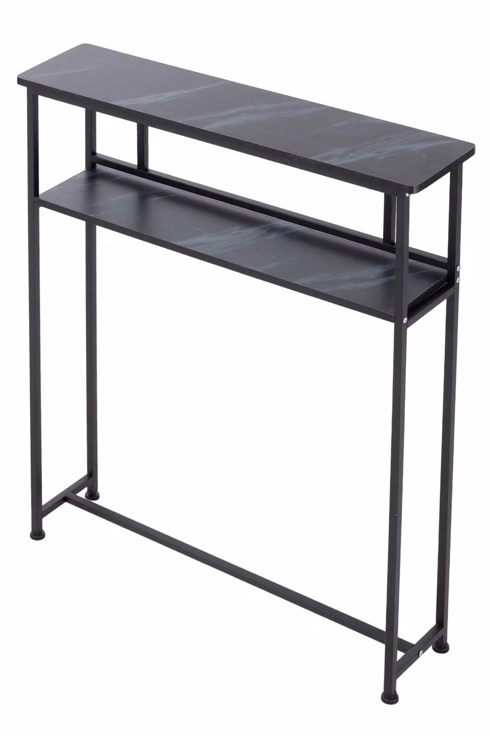Living and Home 2-Tier Narrow Marble-Effect Console Table in Black – 3