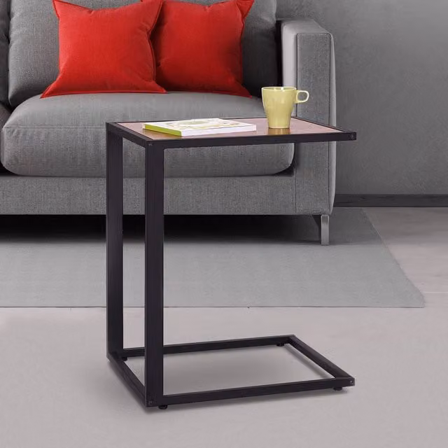 HOMCOM C Shape Industrial Coffee Side Table in Black