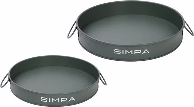Simpa Set of 2 Round Metal Serving Trays with Handles, Green, Diameter: 30 cm and 25 cm – 1