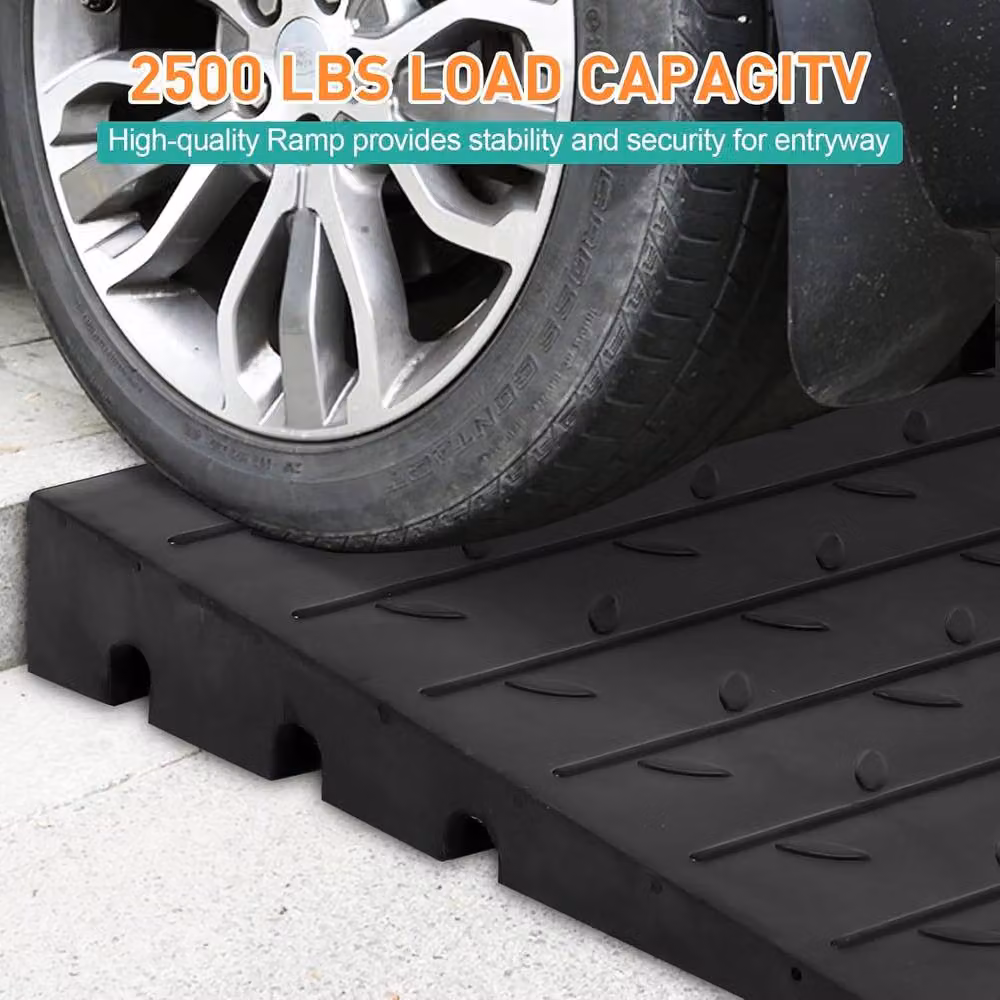 London Boutique Heavy Duty Rubber Threshold Curb Ramp in Black – 2