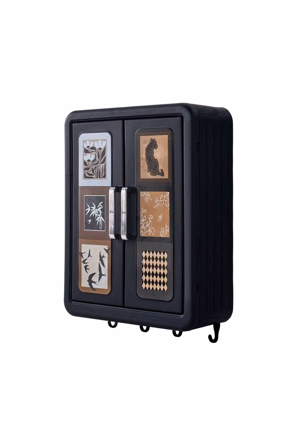 Garden Sanctuary Mid-Century Wall-Mounted Black Bathroom Storage Cabinet with Hinged Doors and Internal Shelves – 4