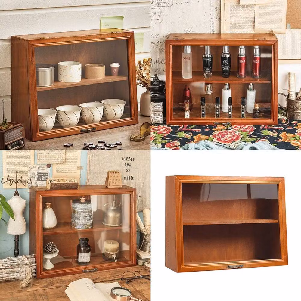 FORGEVIO Retro Small Wooden Storage Cabinet Organizer Box in Brown – 4