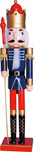 St Helens Home & Garden Nutcracker with Staff Christmas Decoration, Multicolour, Height: 60 cm – 6